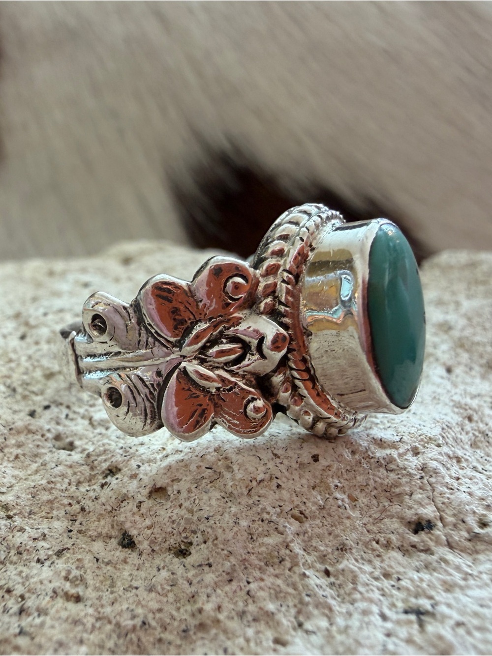 ❤️ Kingman Turquoise Statement Decorative High Profile Sterling 925 Sz 8.5 Ring
